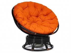 Кресло-качалка Papasan w 23/01 B с подушкой Antique brown, ткань Оранжевый в Туринске - turinsk.magazin-mebel74.ru | фото